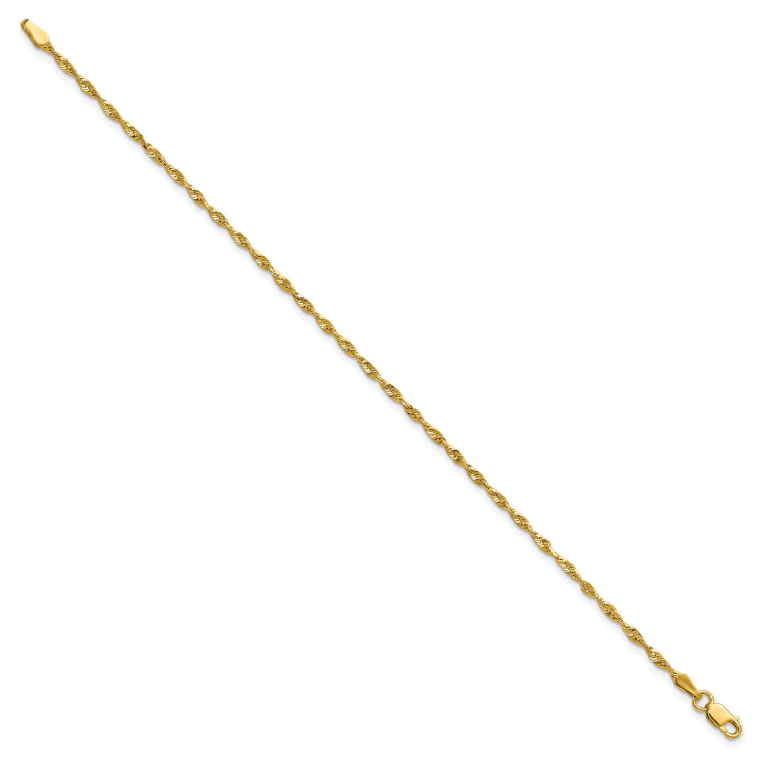 10K Yellow Gold 2.0mm Extra-Light D.C. Rope Chain Anklet 10 Inch