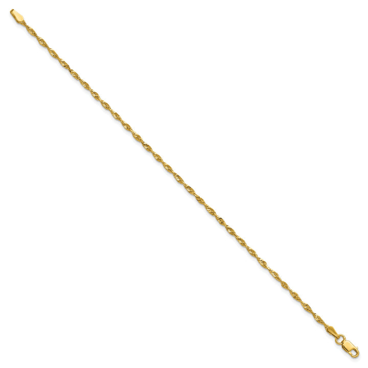 10K Yellow Gold 2.0mm Extra-Light D.C. Rope Chain Anklet 10 Inch