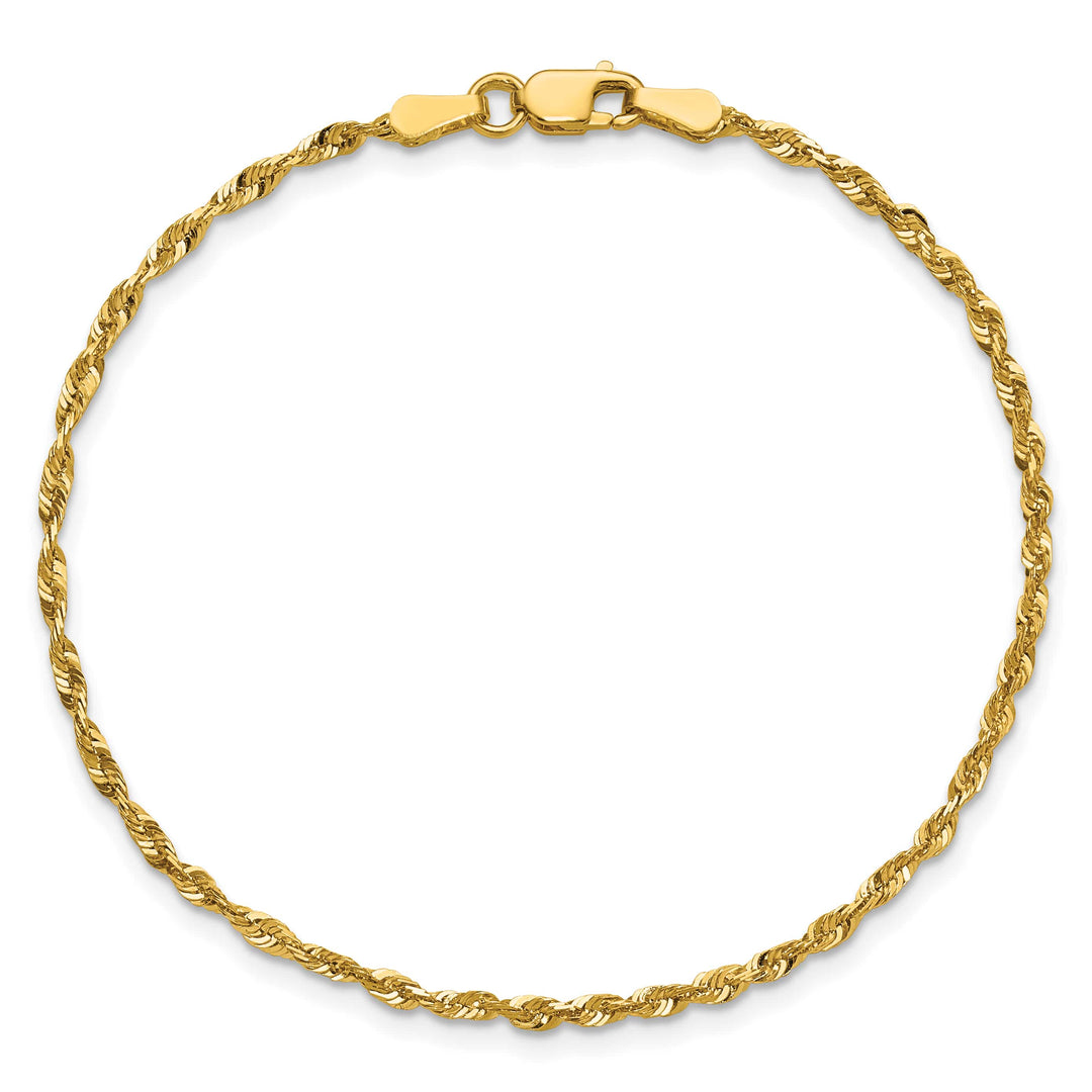 10K Yellow Gold 2.0mm Extra-Light D.C. Rope Chain Anklet 10 Inch
