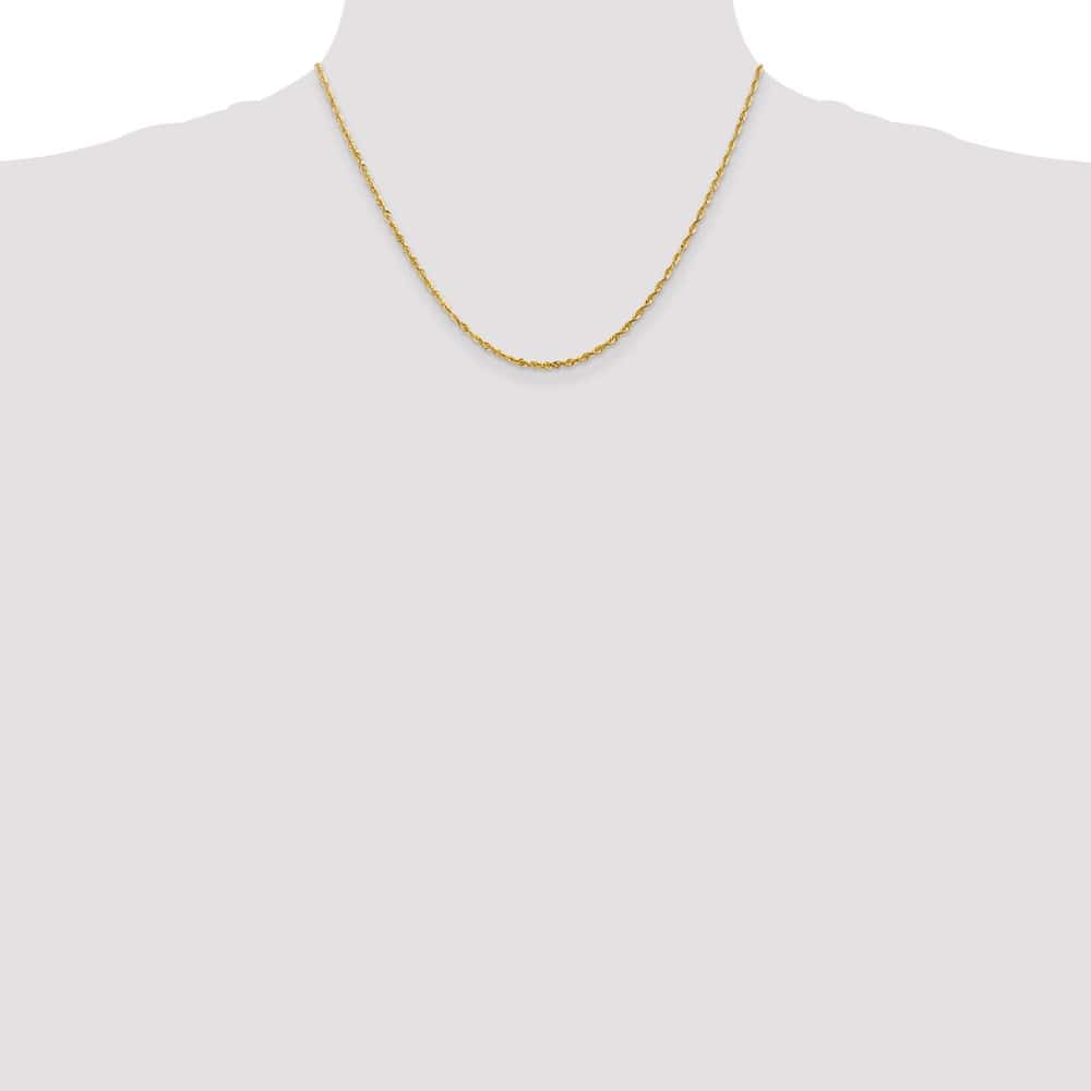 10K Yellow Gold 2.0mm Ultra D.C. Lightweight Rope Chain Size 18