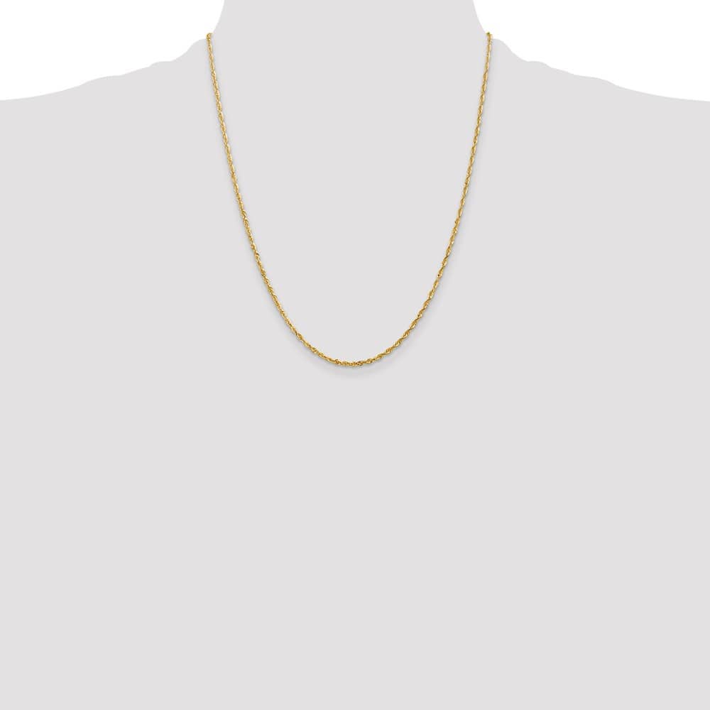 10K Yellow Gold 2.0mm Ultra D.C. Lightweight Rope Chain Size 22
