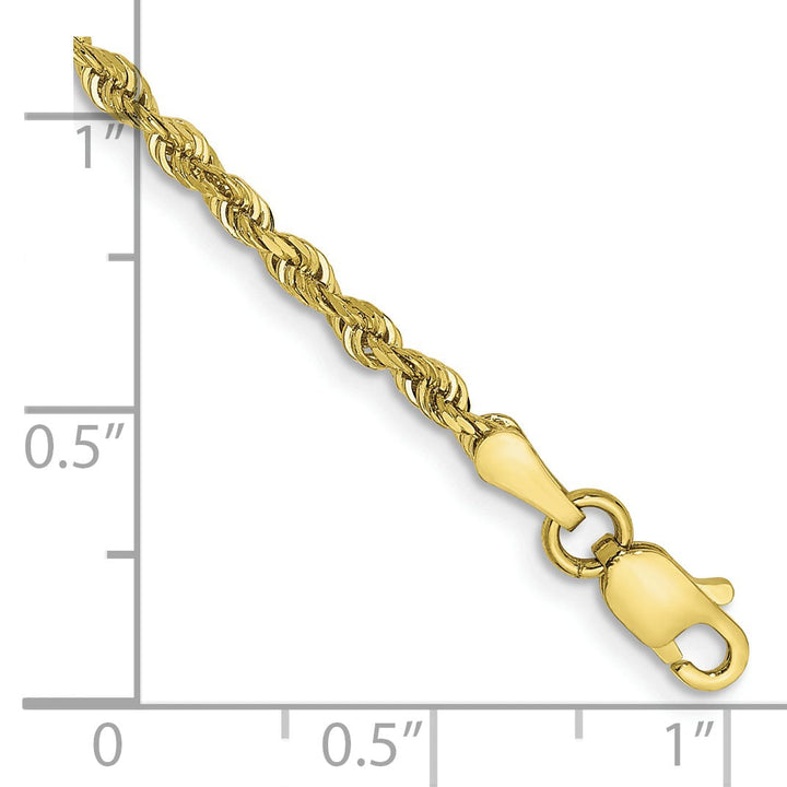 10K Yellow Gold 2.25 mm D.C. Rope Anklet