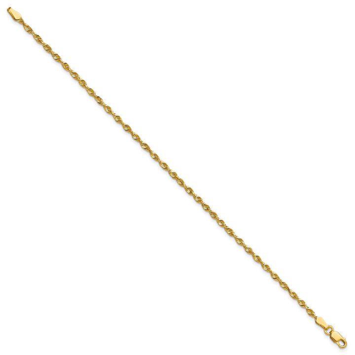 10K Yellow Gold 2.25mm Extra-Light D.C. Rope Chain Anklet 10 Inch