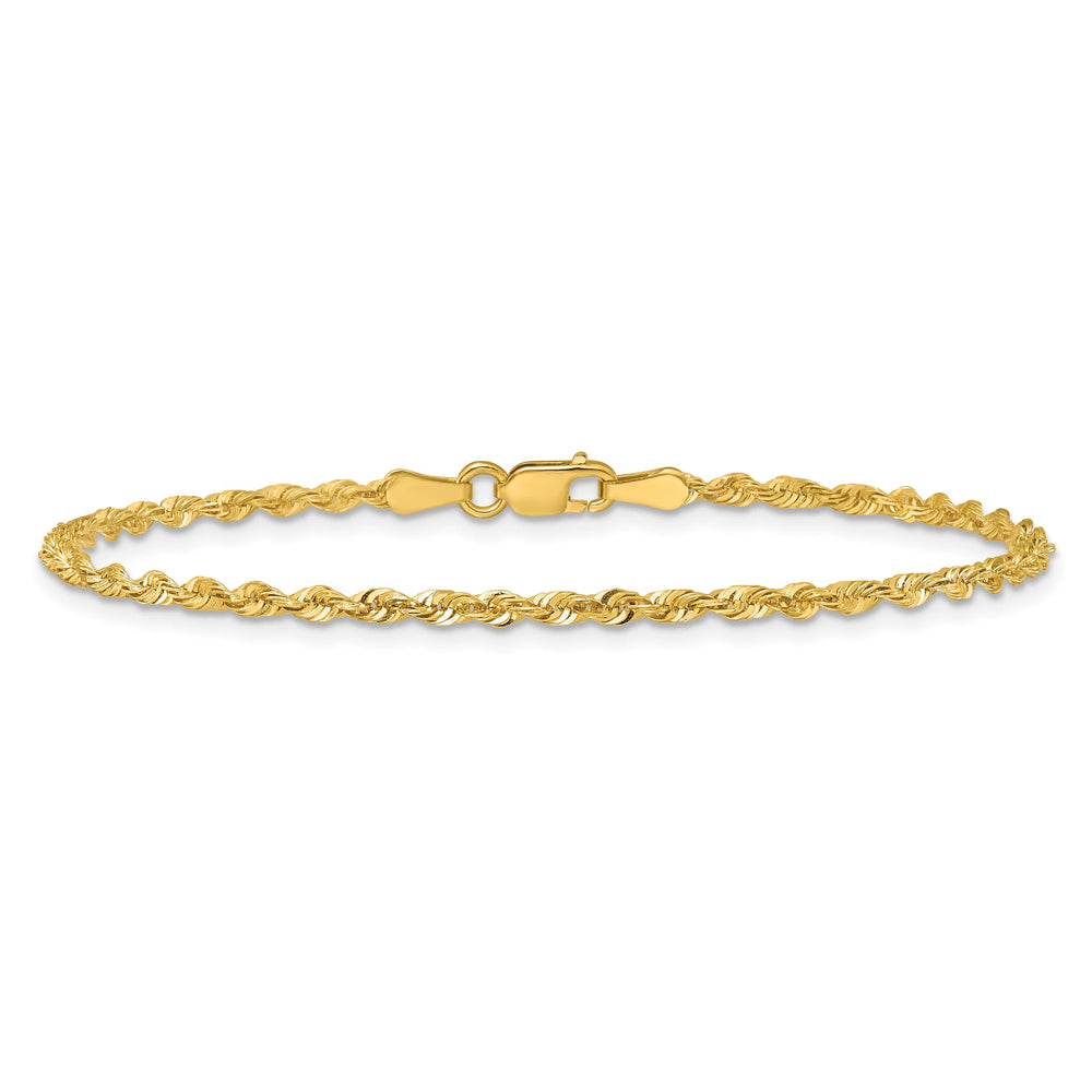 10K Yellow Gold 2.25mm Extra-Light D.C. Rope Chain Anklet 10 Inch