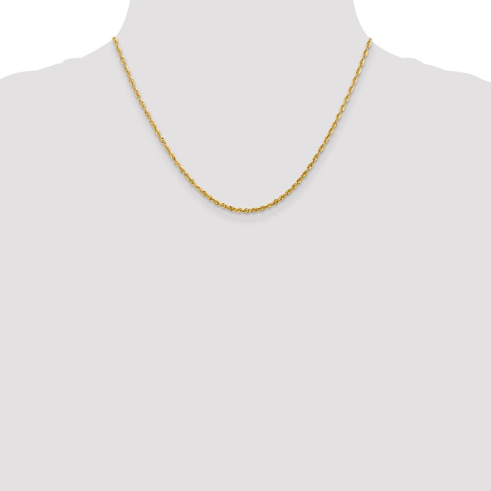 10K Yellow Gold 2.25mm Ultra D.C. Lightweight Rope Chain Size 18