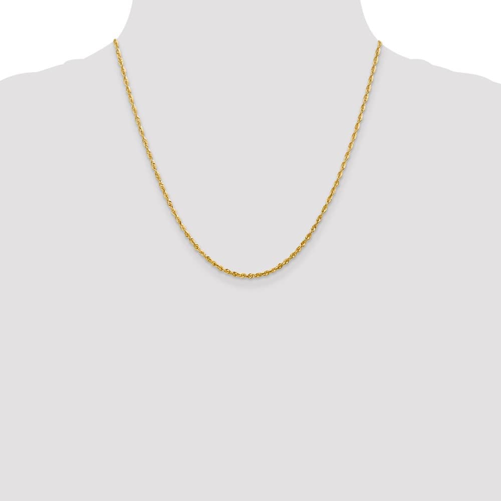 10K Yellow Gold 2.25mm Ultra D.C. Lightweight Rope Chain Size 20