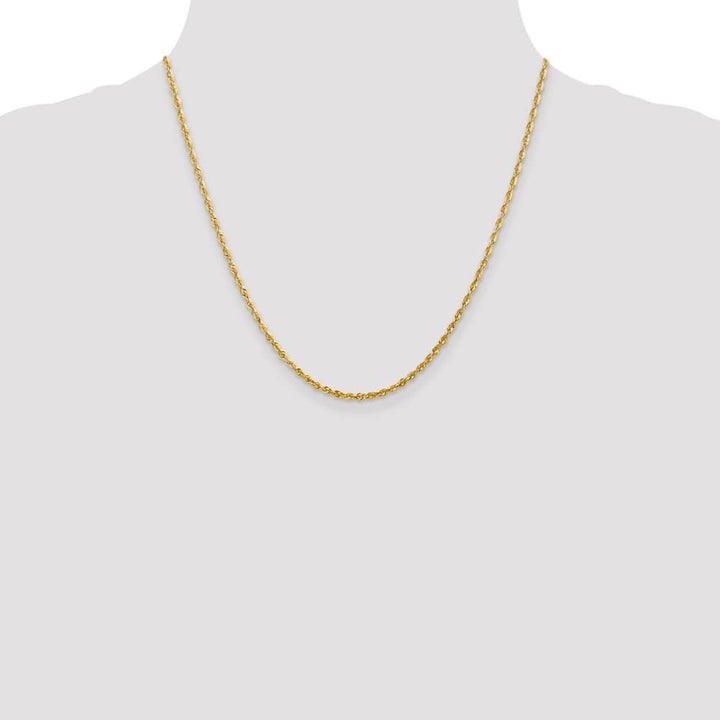 10K Yellow Gold 2.25mm Ultra D.C. Lightweight Rope Chain Size 20