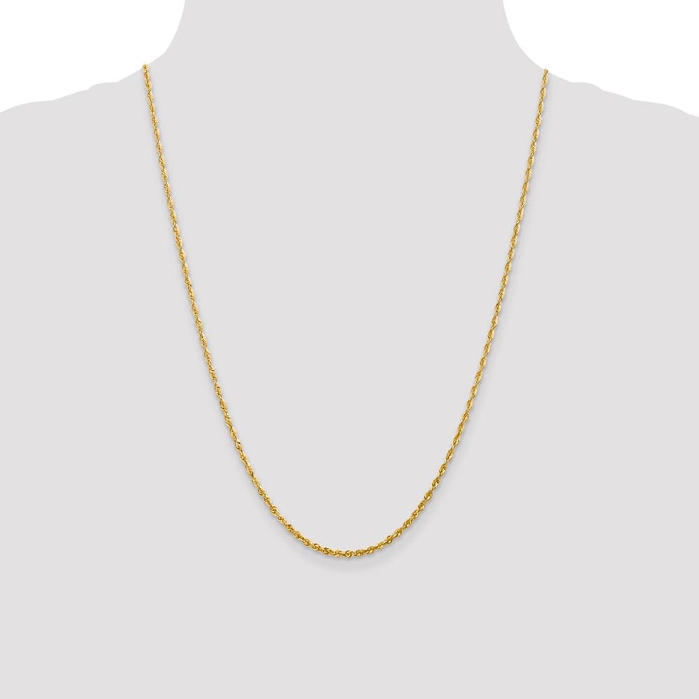 10K Yellow Gold 2.25mm Ultra D.C. Lightweight Rope Chain Size 24