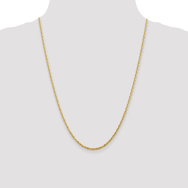 10K Yellow Gold 2.25mm Ultra D.C. Lightweight Rope Chain Size 24