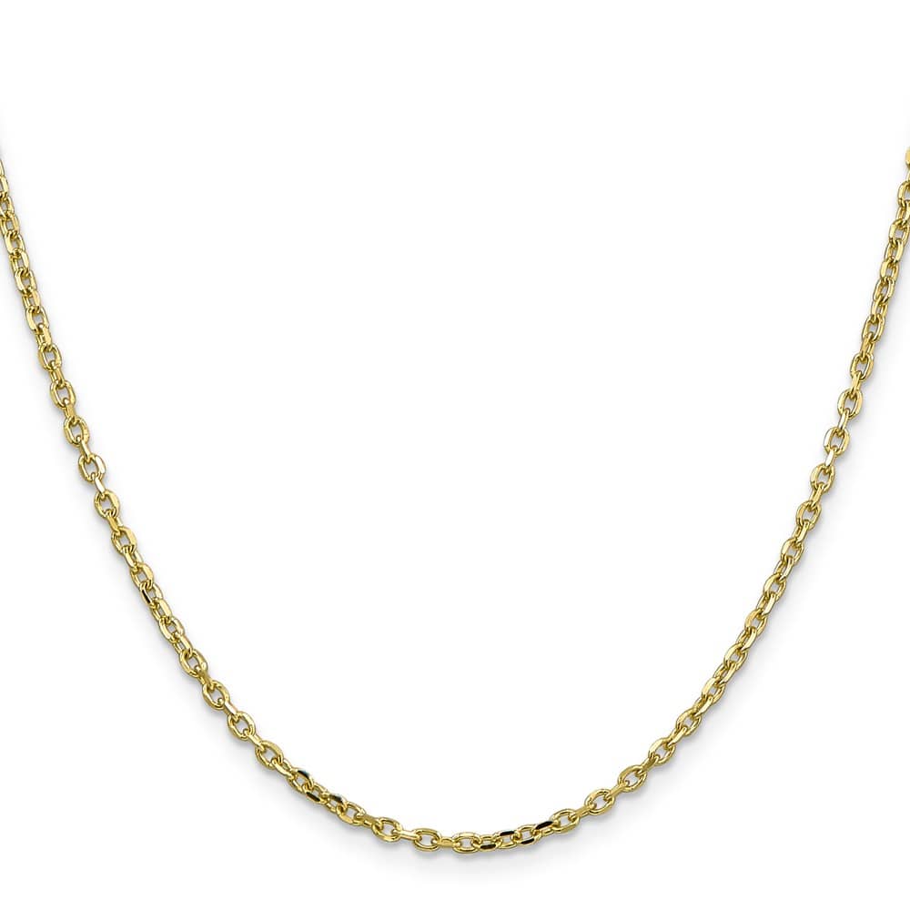 10K Yellow Gold 2.2mm D.C. Round Open Link Cable Chain