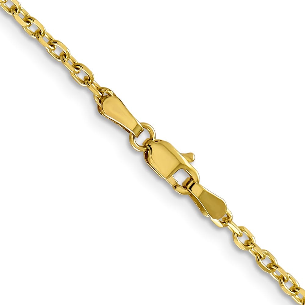 10K Yellow Gold 2.2mm D.C. Round Open Link Cable Chain