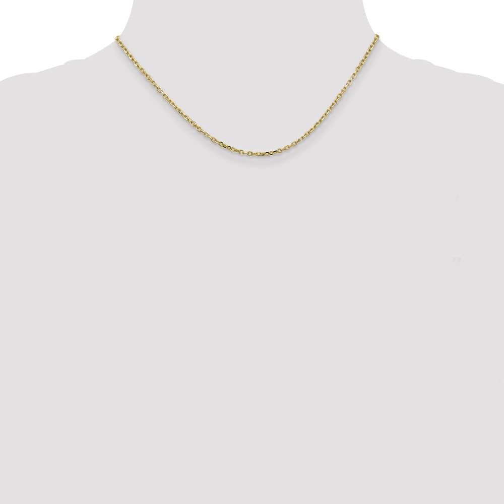 10K Yellow Gold 2.2mm D.C. Round Open Link Cable Chain Size 16