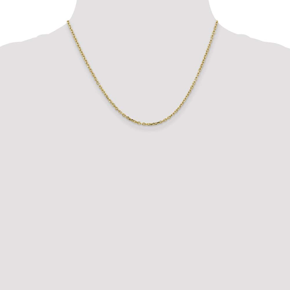 10K Yellow Gold 2.2mm D.C. Round Open Link Cable Chain Size 18