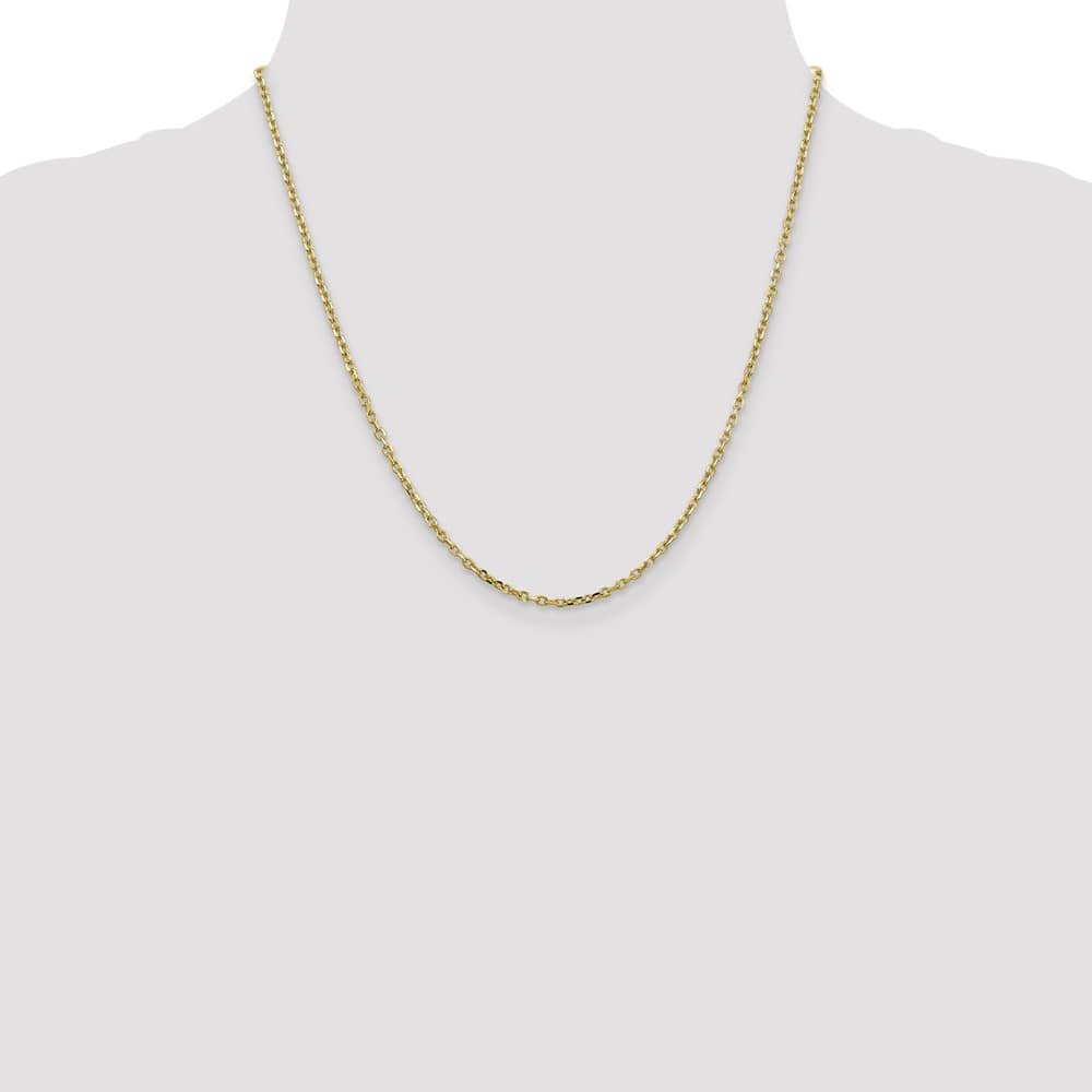 10K Yellow Gold 2.2mm D.C. Round Open Link Cable Chain Size 20