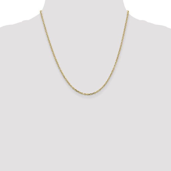 10K Yellow Gold 2.2mm D.C. Round Open Link Cable Chain Size 20