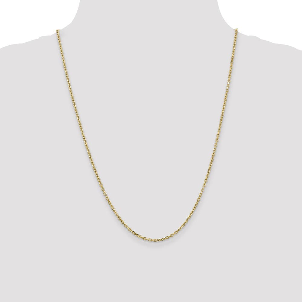 10K Yellow Gold 2.2mm D.C. Round Open Link Cable Chain Size 24