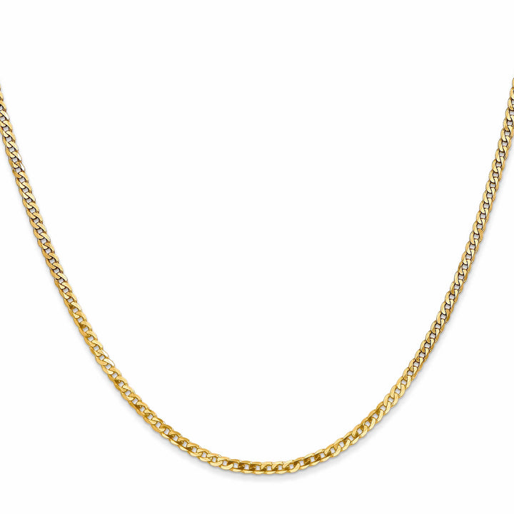 10K Yellow Gold 2.2mm Flat Beveled Curb Chain 26 Inch