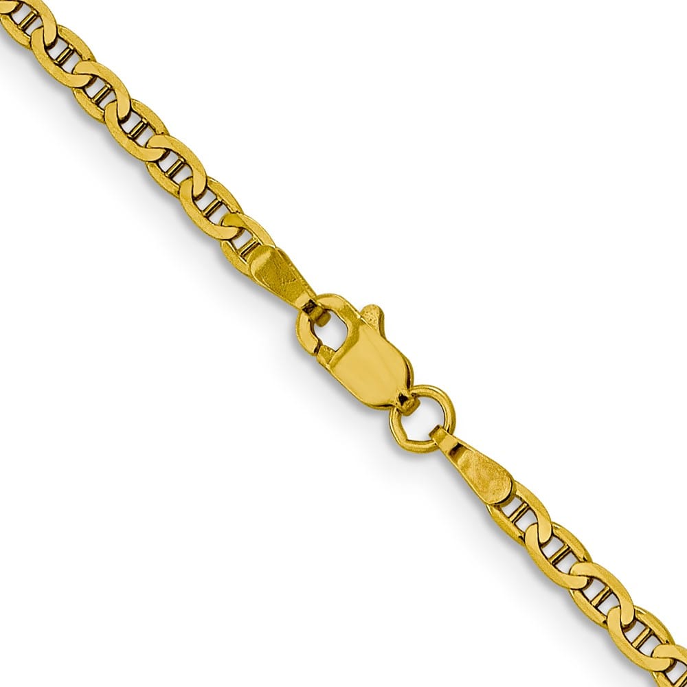 10K Yellow Gold 2.4mm D.C. Flat Anchor Chain