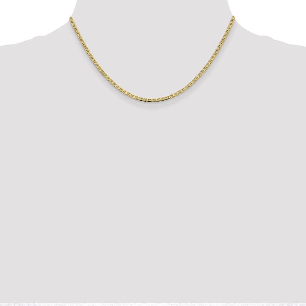 10K Yellow Gold 2.4mm D.C. Flat Anchor Chain Size 16