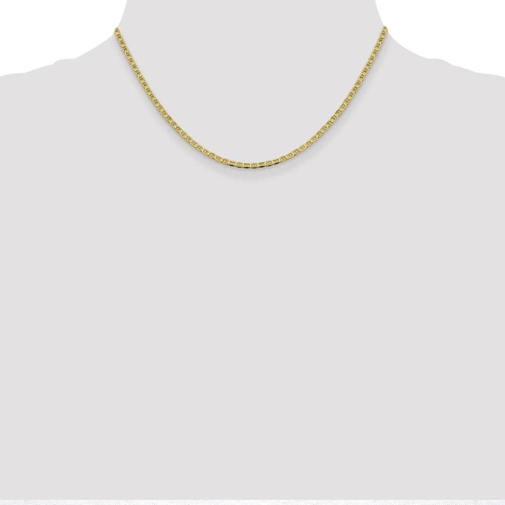 10K Yellow Gold 2.4mm D.C. Flat Anchor Chain Size 16