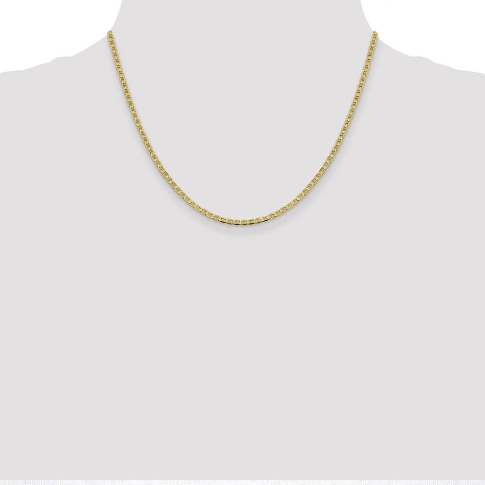 10K Yellow Gold 2.4mm D.C. Flat Anchor Chain Size 18