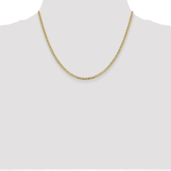 10K Yellow Gold 2.4mm D.C. Flat Anchor Chain Size 18