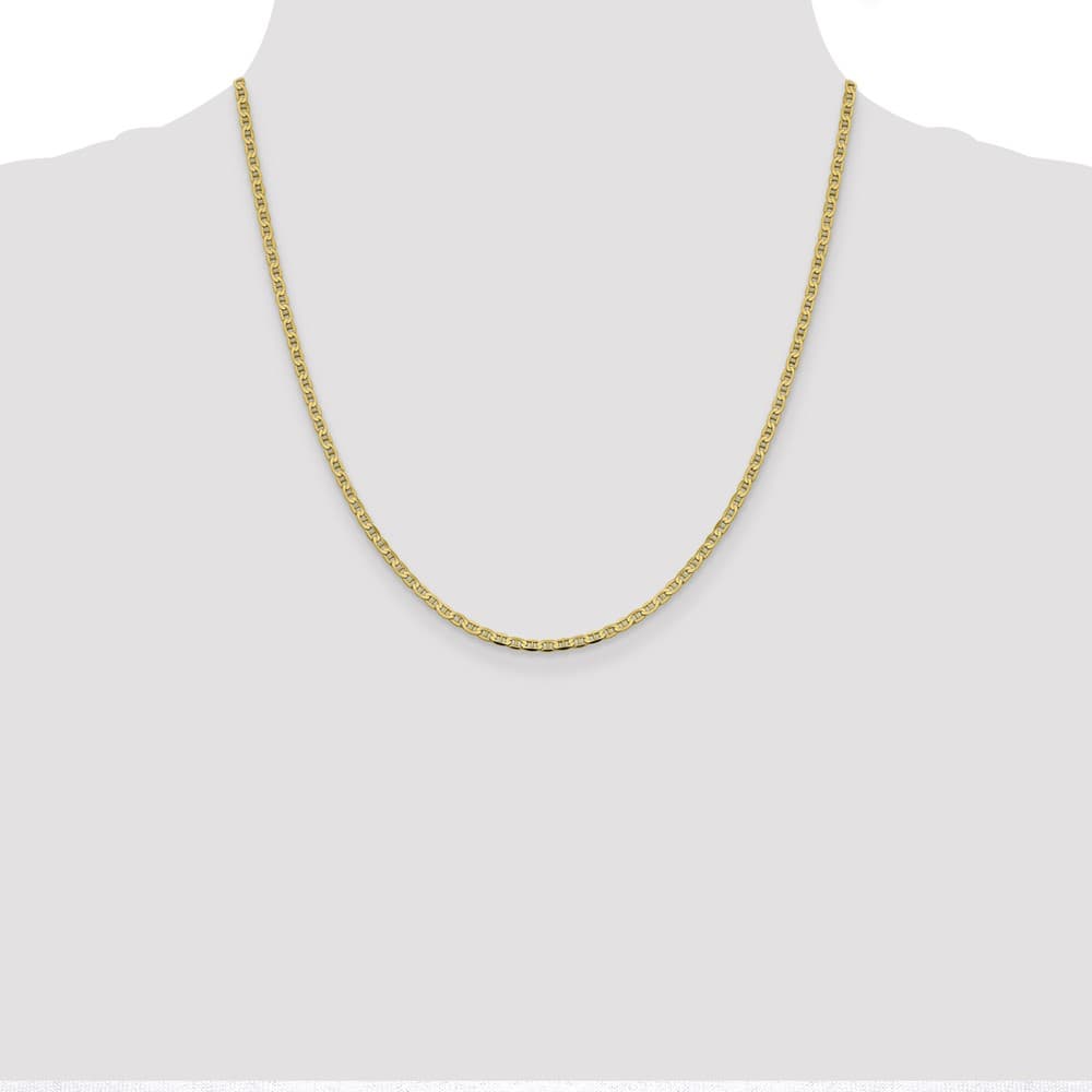 10K Yellow Gold 2.4mm D.C. Flat Anchor Chain Size 20