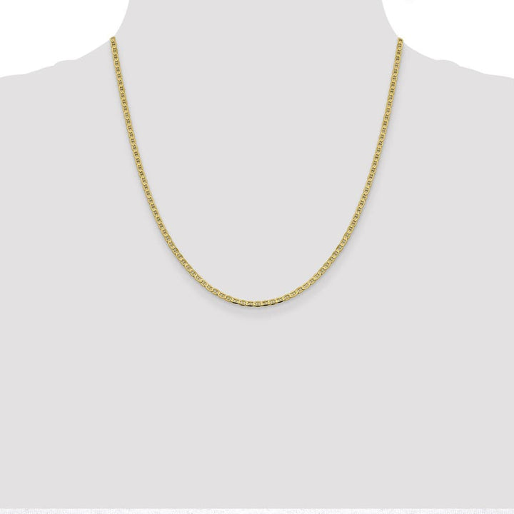 10K Yellow Gold 2.4mm D.C. Flat Anchor Chain Size 20