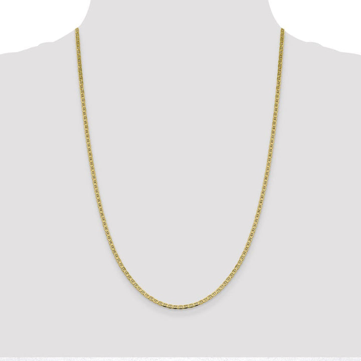 10K Yellow Gold 2.4mm D.C. Flat Anchor Chain Size 24