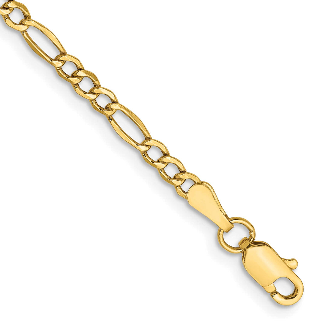 10K Yellow Gold 2.5 mm Figaro Anklet