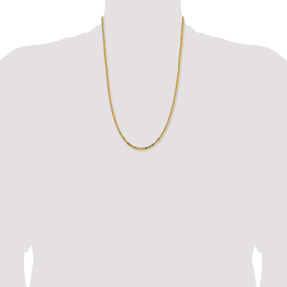 10K Yellow Gold 2.5mm Byzantine Chain Size 24