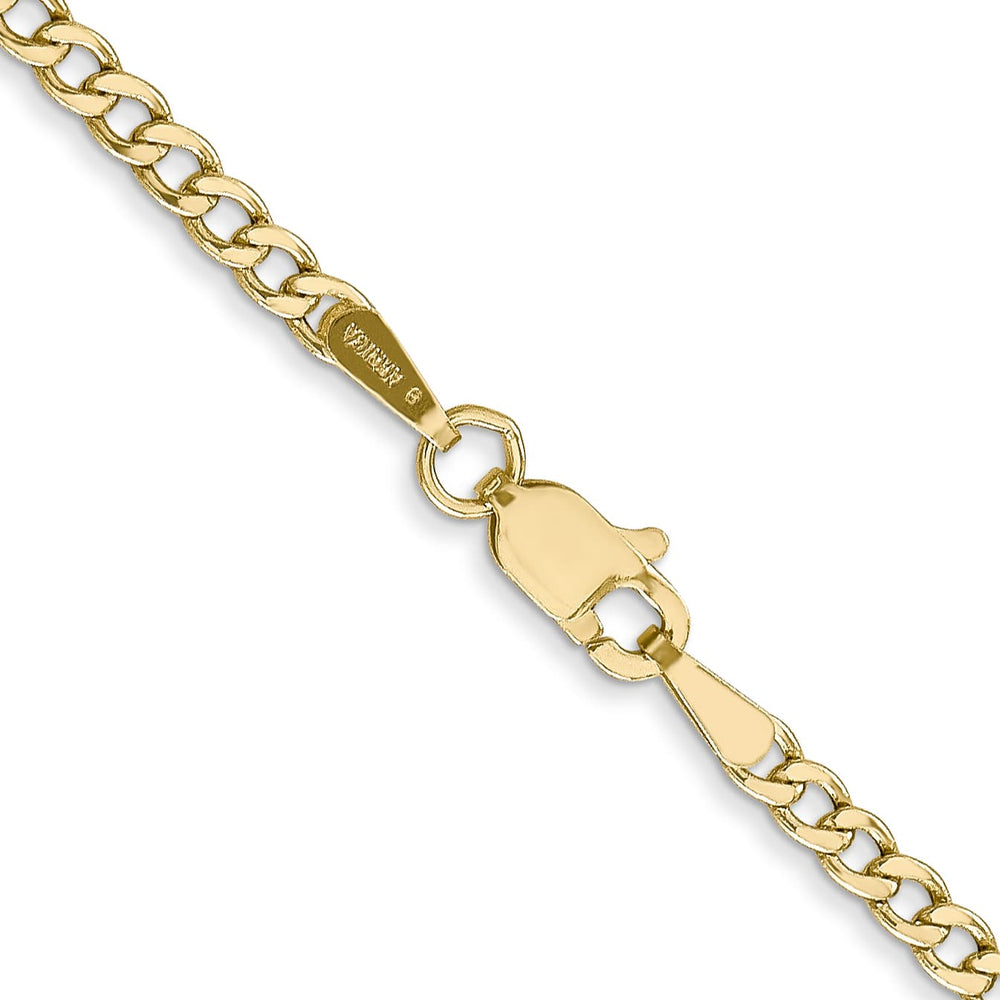 10K Yellow Gold 2.5mm Semi-Solid Curb Link Chain 26 Inch