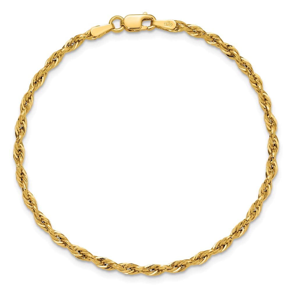 10K Yellow Gold 2.5mm Semi-Solid Rope Chain