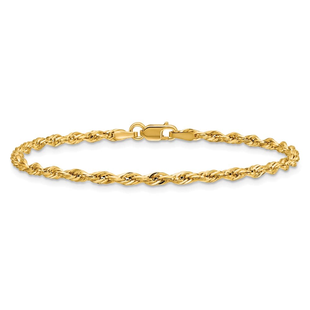 10K Yellow Gold 2.5mm Semi-Solid Rope Chain