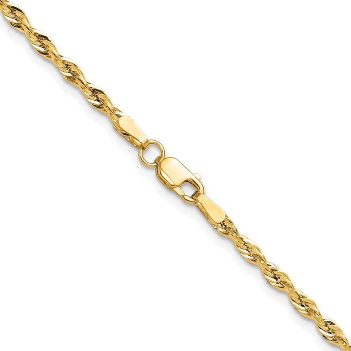 10K Yellow Gold 2.5mm Semi-Solid Rope Chain