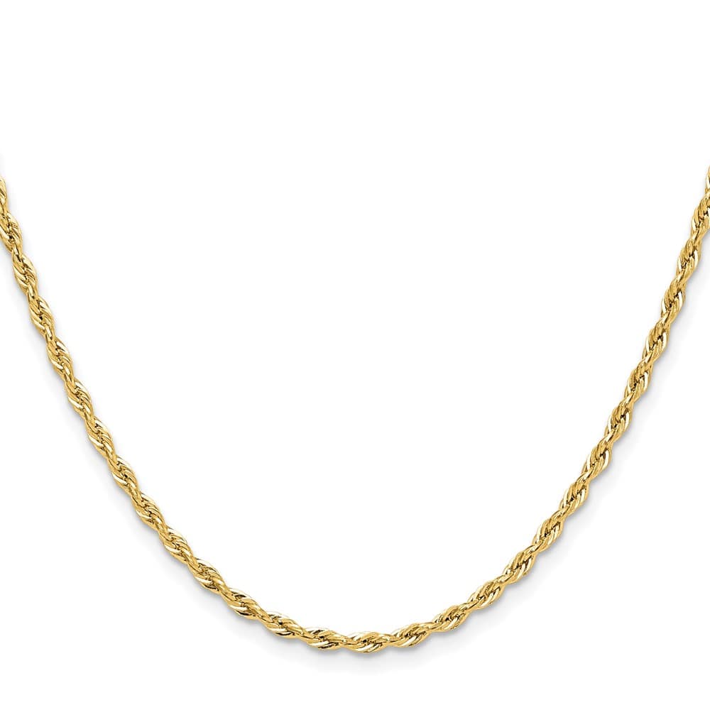 10K Yellow Gold 2.5mm Semi-Solid Rope Chain