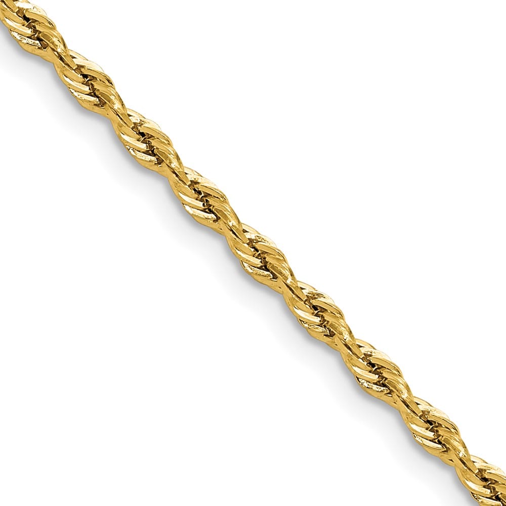 10K Yellow Gold 2.5mm Semi-Solid Rope Chain