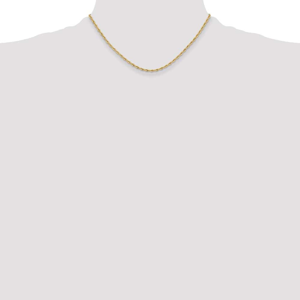 10K Yellow Gold 2.5mm Semi-Solid Rope Chain Size 16