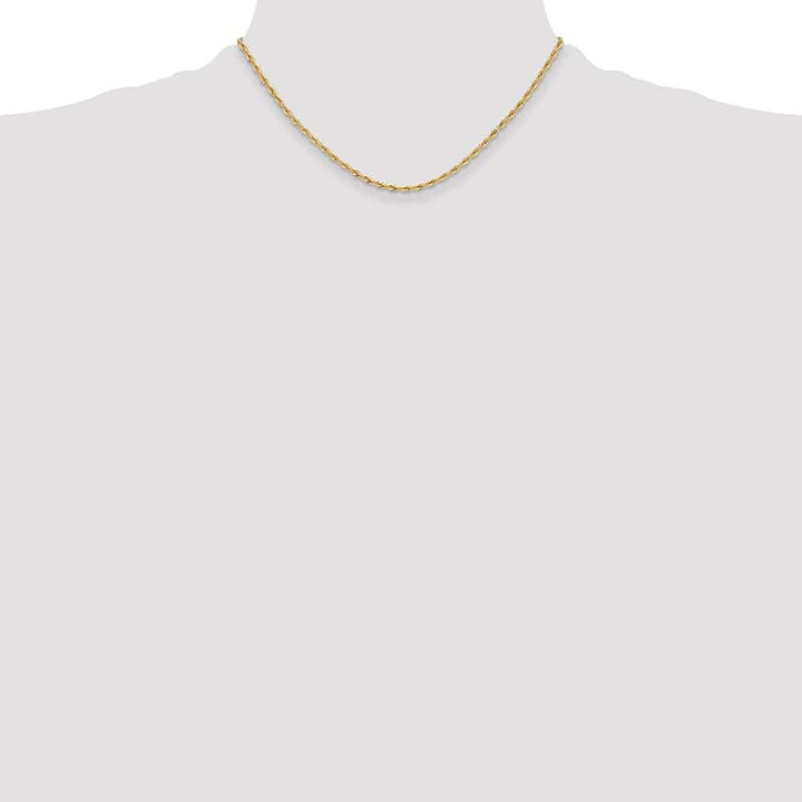 10K Yellow Gold 2.5mm Semi-Solid Rope Chain Size 16