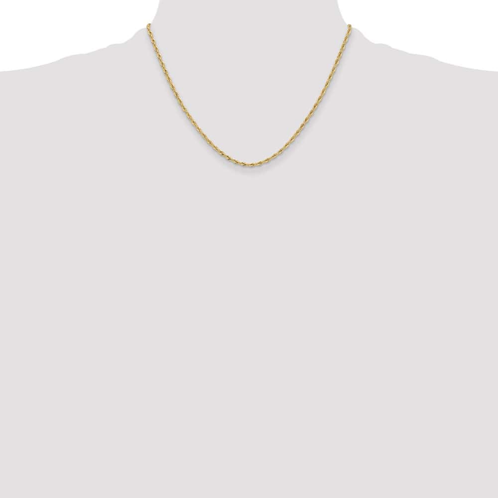 10K Yellow Gold 2.5mm Semi-Solid Rope Chain Size 18