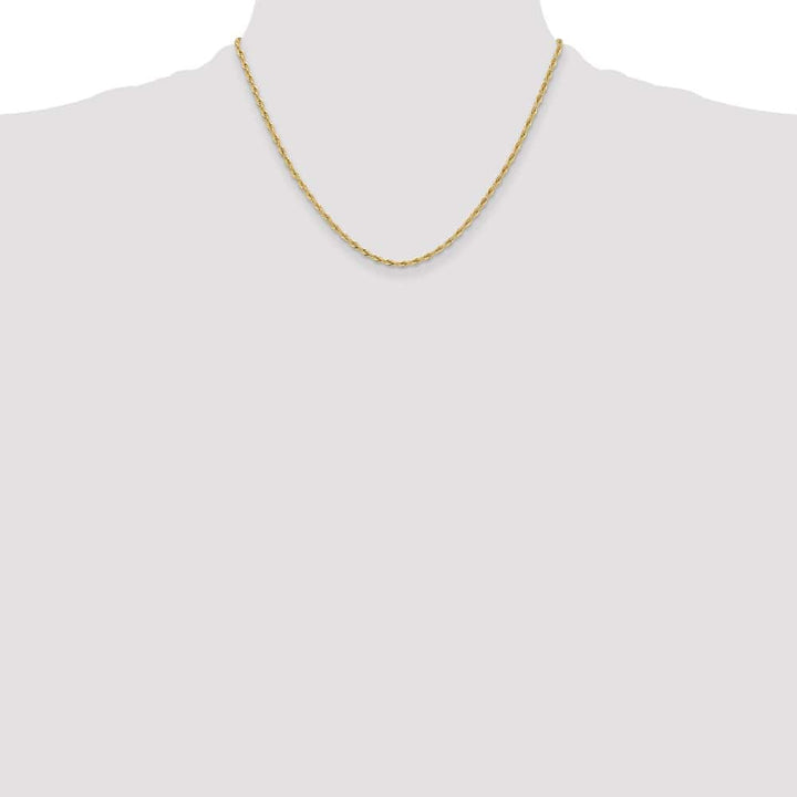 10K Yellow Gold 2.5mm Semi-Solid Rope Chain Size 18