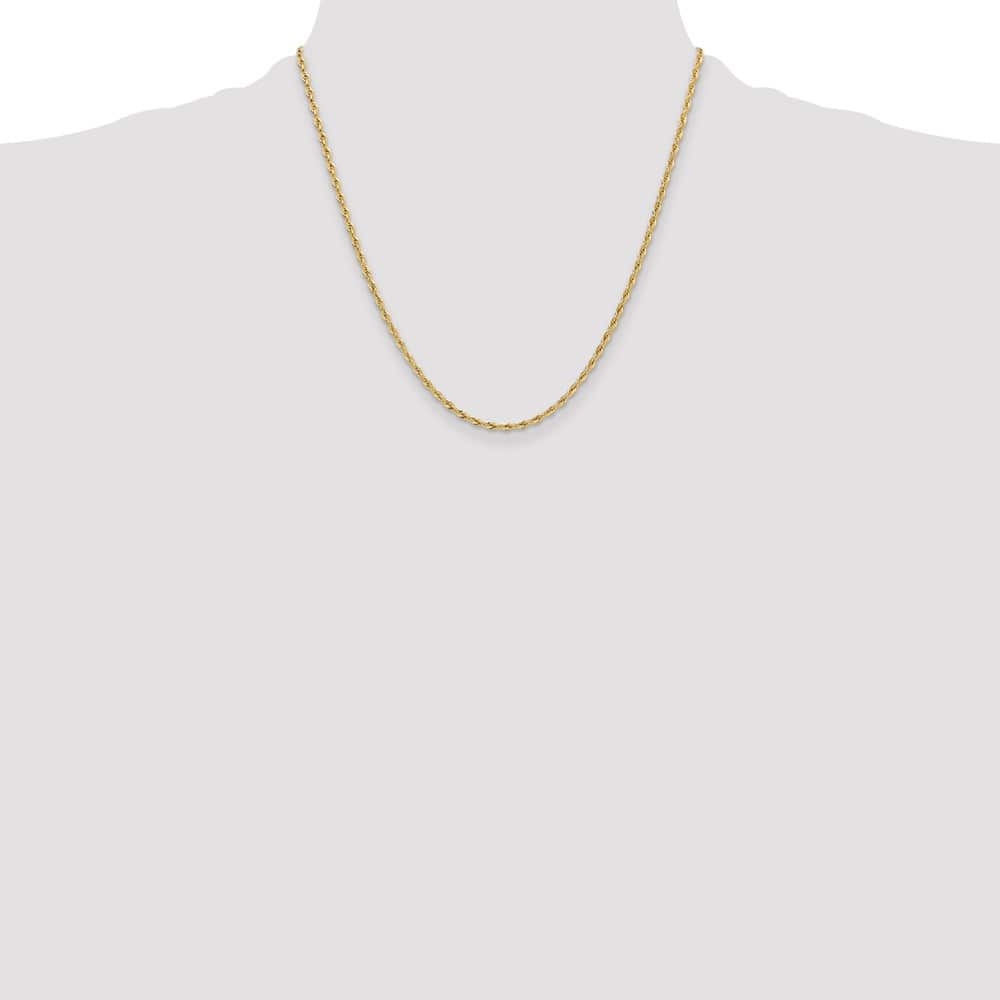 10K Yellow Gold 2.5mm Semi-Solid Rope Chain Size 20