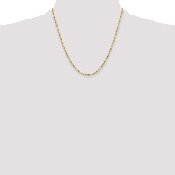 10K Yellow Gold 2.5mm Semi-Solid Rope Chain Size 20