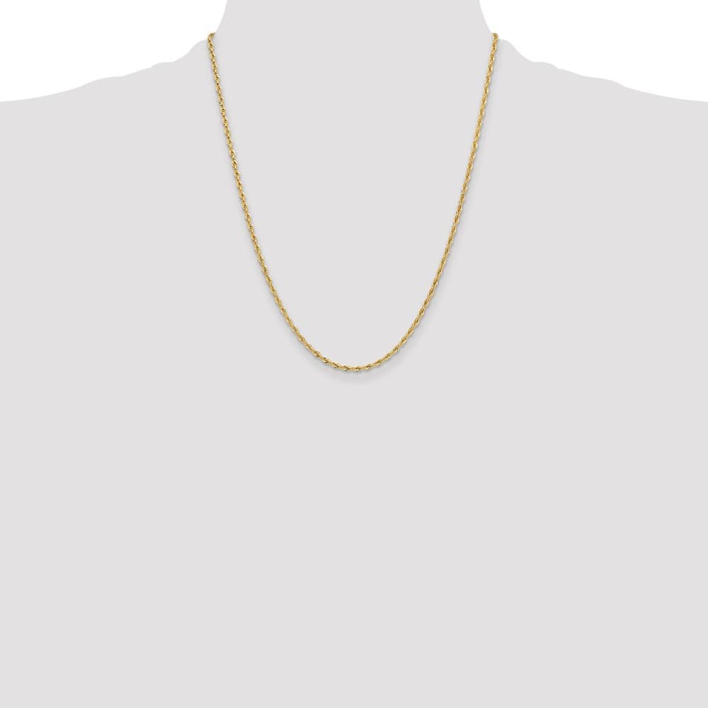 10K Yellow Gold 2.5mm Semi-Solid Rope Chain Size 22