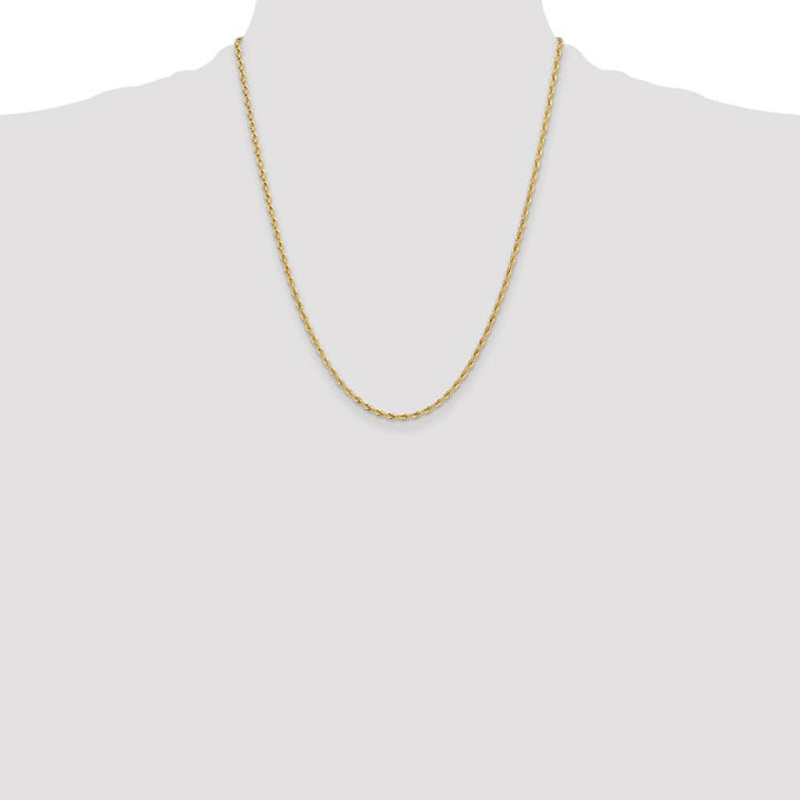 10K Yellow Gold 2.5mm Semi-Solid Rope Chain Size 22