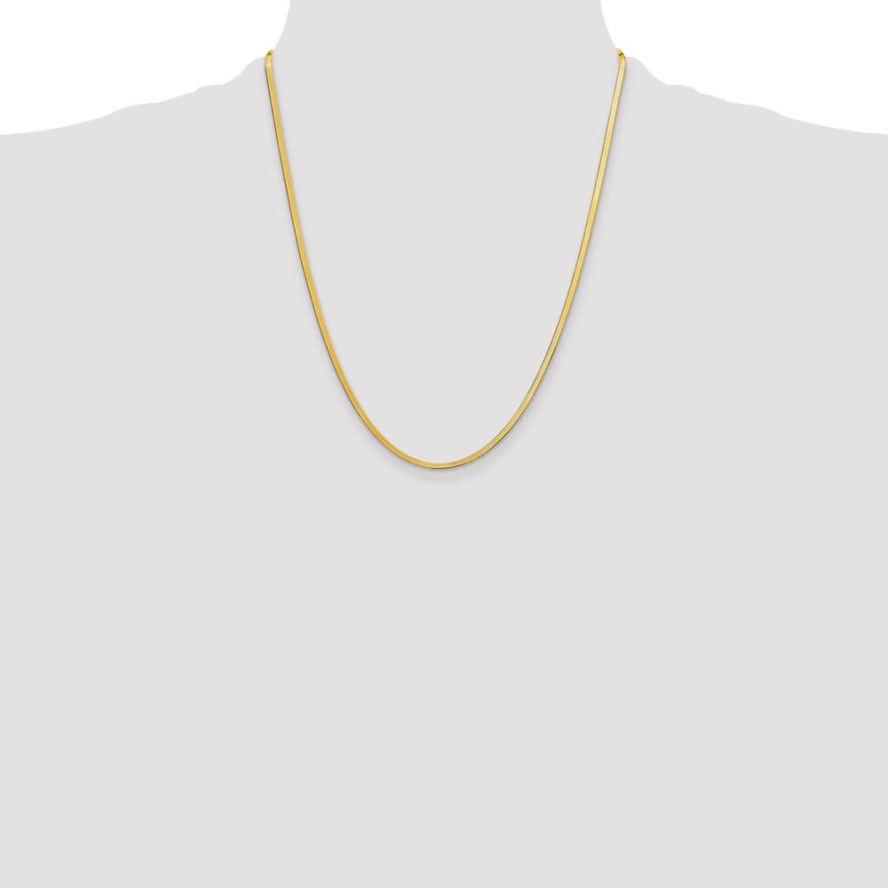 10K Yellow Gold 2.5mm Silky Herringbone Chain Size 22