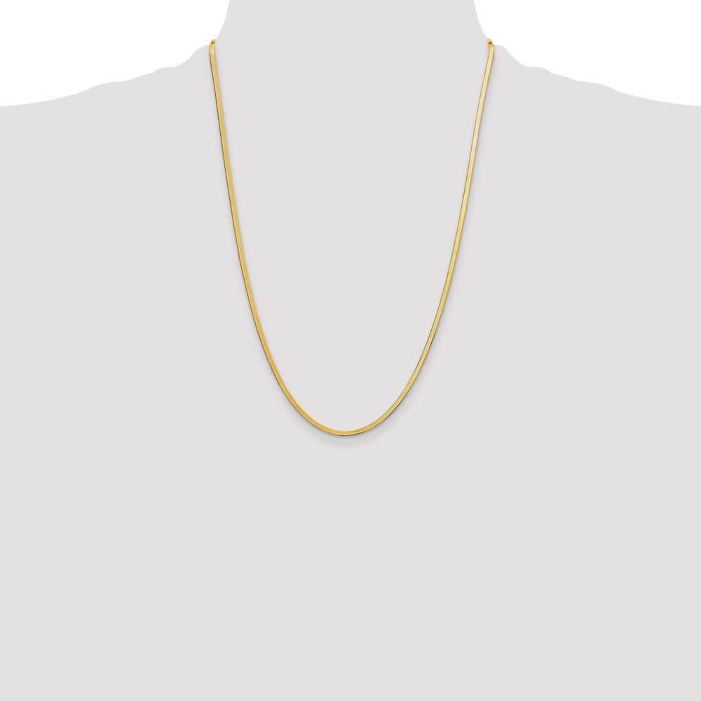 10K Yellow Gold 2.5mm Silky Herringbone Chain Size 24