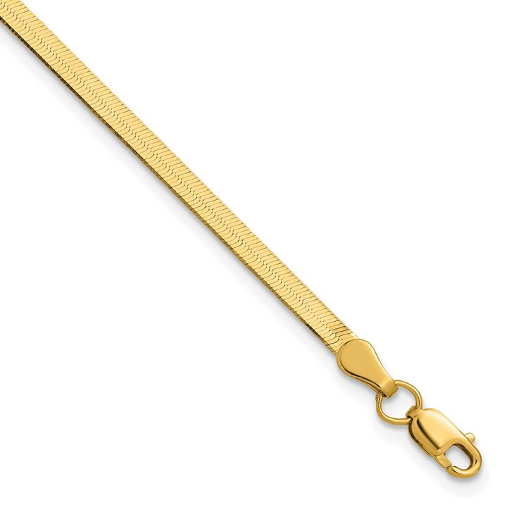 10K Yellow Gold 2.5mm Silky Herringbone Chain Size 7