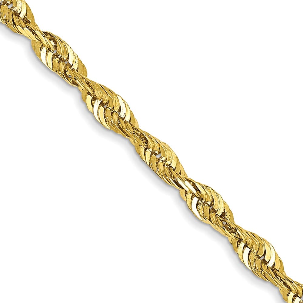 10K Yellow Gold 2.5mm Ultra D.C. Lightweight Rope Chain