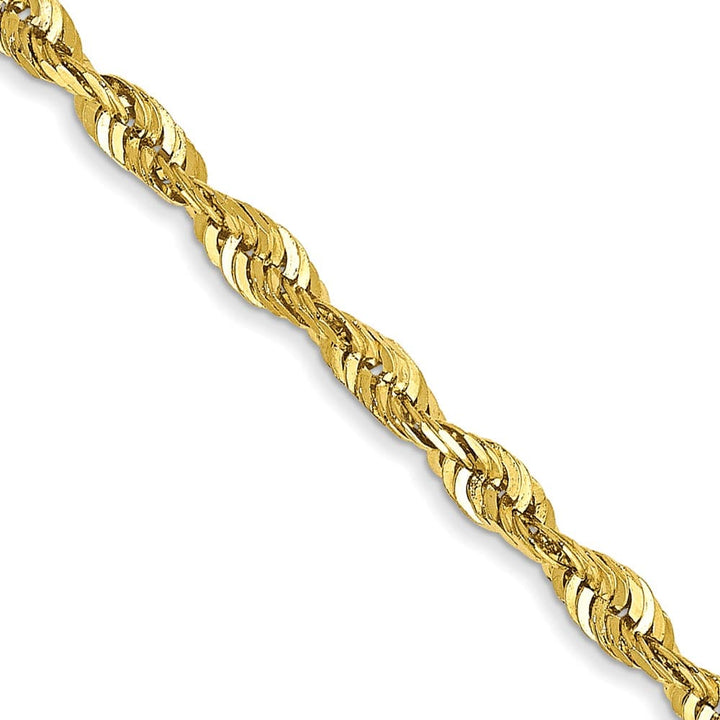 10K Yellow Gold 2.5mm Ultra D.C. Lightweight Rope Chain
